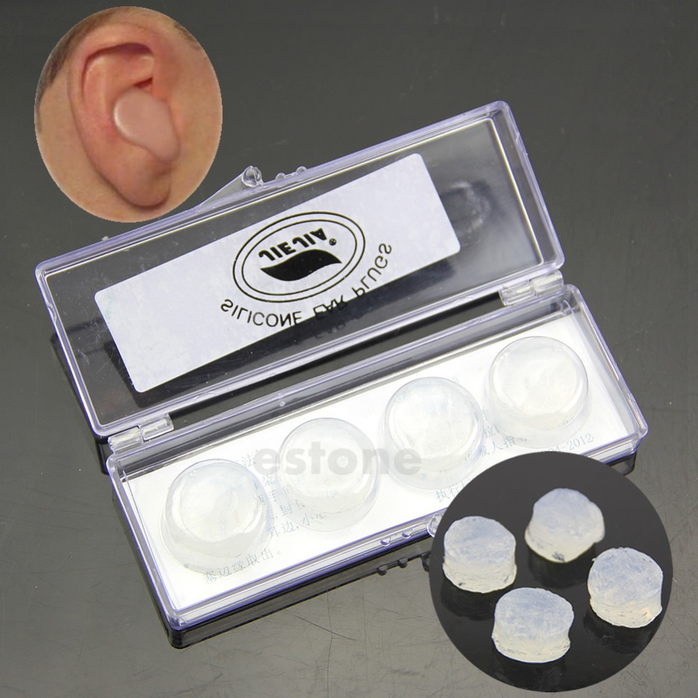 1 Box of 4pcs Swimming Silicone Earplugs Soft Comfortable Sleep Noise Reducing