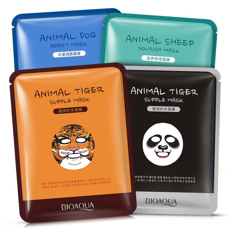 BIOAQUA 1 pcs Skin Care Sheep/Panda/Dog/Tiger Facial Mask Moisturizing Cute Animal Face Masks