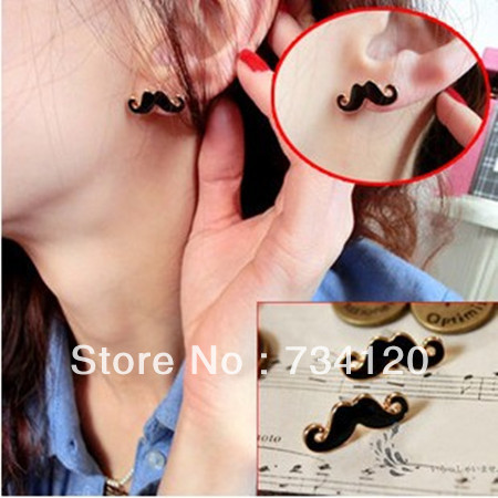 ES011 New style Fashion Jewelry Mini Vintage Moustache Mustache Stud Beard Earrings Free shipping