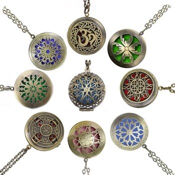 1pc 28' Chain Pads Antique Bronze Aromatherapy Pendants Essential Oil Perfume Aroma Diffuser Necklace Locket Necklace