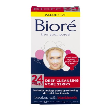 Biore Deep Cleansing Nose/Face Combo Pore Strips, 24 ct