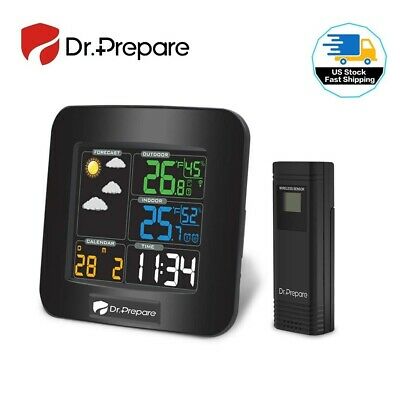Dr. Prepare Digital Color Wireless Weather Station LCD Thermometer (Black)