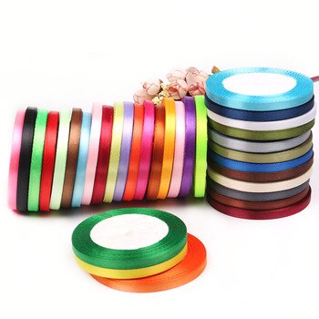 Polyester / Nylon 1/4" Satin Ribbon Cheap Diy Accessory 6mm Wide 25 Yards/lot Ribbons For Decor Party Wedding Gift Card Craft