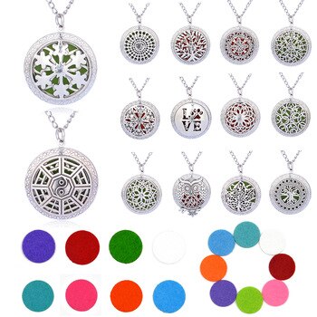 Summer Aroma Diffuser Necklace Open Vintage Silver Lockets Pendant Perfume Essential Oil Aromatherapy Locket Necklace With Pads