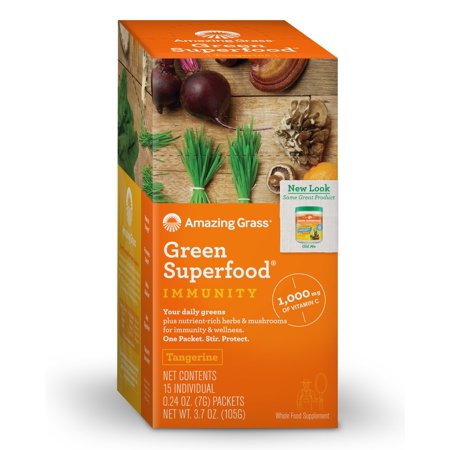 Amazing Grass Green SuperFood Immunity Packets, Tangerine, 15 Ct
