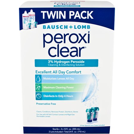 Bauch And Lomb PeroxiClear 3% Hydrogen Peroxide Cleaning And Disinfecting Solution, 12 Oz, 2 Ct