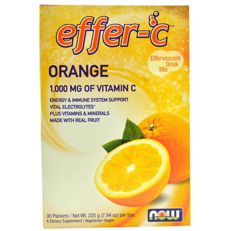 NOW Foods Effer-C Energy & Immune System Support, 1000mg, Orange, 30 Ct