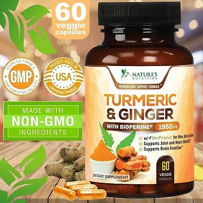 Tumeric Curcumin Ginger Max Potency Bioperine Black Pepper Dietary Supplements