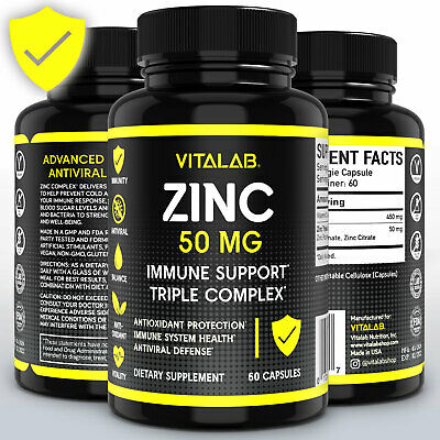 Zinc Complex 50 mg Triple Immune Support Boost Zinc Picolinate Supplements