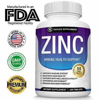 Zinc Gluconate 50 MG, 100 Tablets - Immune System Booster & Support