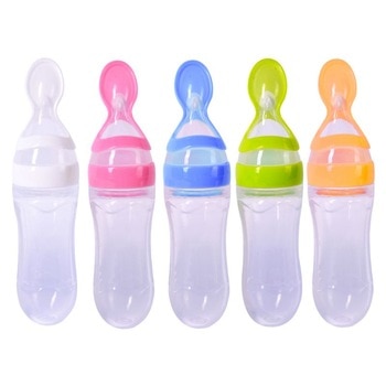 1 PC Baby Infant Newborn Toddler Silica Gel Feeding Bottle Spoon Food Supplement Rice Cereal Bottle