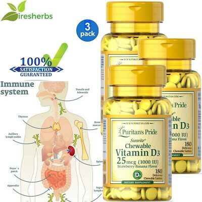 #1 VITAMIN D3 1000 IU IMMUNE SYSTEM STRONG BONES SUPPLEMENT 540 CHEWABLE TABLETS