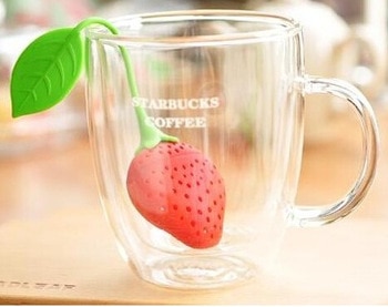 1PCS Health Silicone Strawberry Tea Infuser Filter Bay Loose Leaf Herbal Spice Ball Tools