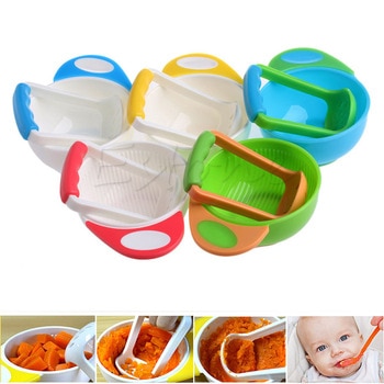 2020 New (YAS)Kid baby Learning Dishes Grinding Bowl, Baby Handmade Grinding Fruit Supplement,Children Infant Food Mill Bowl