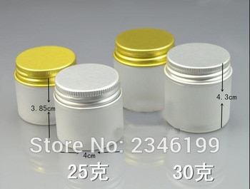 25G 30G 25ML 30ML Frosted Plastic Jar Aluminum Gold Silver Cap, PET Plastic Cosmetic Cream Container SkinCare Cream Pot, 50pcs