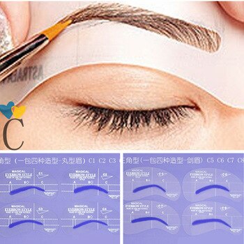 8pcs C Styles Brow Painted Eyebrow Pencil Stencils Model Template Stencil for Eye Eyebrow