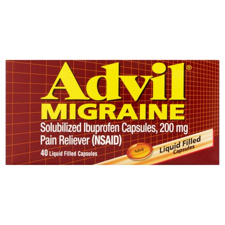 Advil Migraine (40 Count) Pain Reliever Liquid Filled Capsules, 200mg Ibuprofen, 20mg Potassiuim, Migraine Treatment