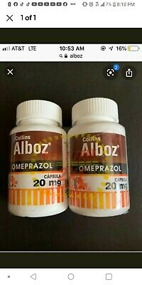 Alboz Omeprazole 20mg OTC Heartburn Acid Reflux 2 Bottles 120 Total Capsules