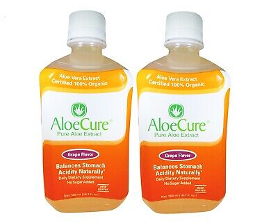 AloeCure Pure Aloe Extract Acid Reflux Treatment Grape, 2 Bottles
