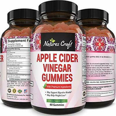 Apple Cider Vinegar Gummies Weight Loss Fat Burner Colon Cleanse Diet Pills 60ct