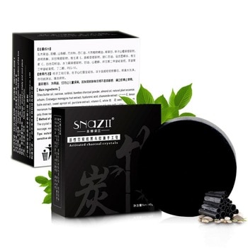 Bamboo Charcoal Handmade Soap Skin Care Treatment Natural Skin Whitening Blackhead Remover Acne Treatment Control Oil LS7 V2