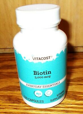 Biotin ~ from Vitacost ~ 120 capsules, 5000 mcg each ~ Great For Hair Skin Nails