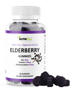 Black Elderberry Gummies Vitamin C Zinc 260mg Natural Berry Flavor Immune Boost