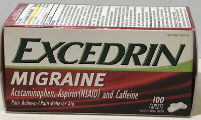 Excedrin Migraine 100 caplets actaminophen aspirin caffeine exp 2022+ 9910
