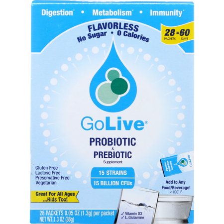 Golive Probiotic and Prebiotic Supplement Blend, Flavorless, 28 Count