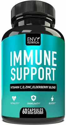 Immunity Boost Supplement with Elderberry Vitamin C Echinace Zinc 60 Capsules