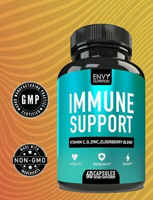 Immunity Boost Supplement with Elderberry, Vitamin C, Echinacea & Zinc 60 Caps