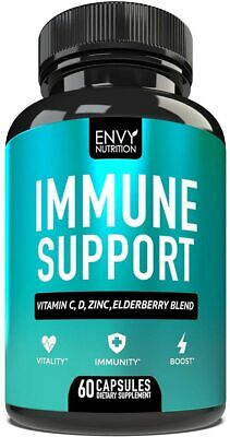 Immunity Boost Supplement with Elderberry, Vitamin C, Echinacea & Zinc 60 Capsul