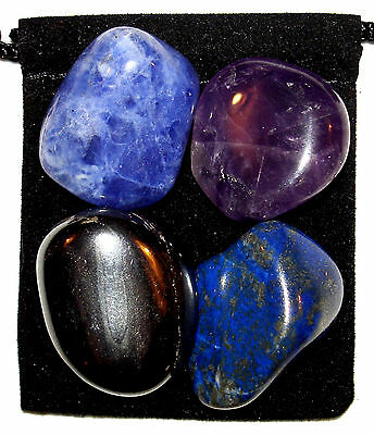 INSOMNIA Tumbled Crystal Healing Set = 4 Stones + Pouch + Description Card