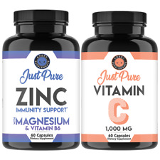 Just Pure Zinc + Magnesium & Vitamin B6 and Vitamin C Pills Immunity Support 2pk