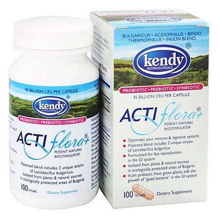 Kendy Nutraceuticals ActiFlora Plus Prebiotic Probiotic Symbiotic Capsules, 100 Ct