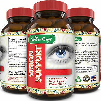 Lutein Vision Supplement Vitamin A Beta Carotene Zinc for Eye Health