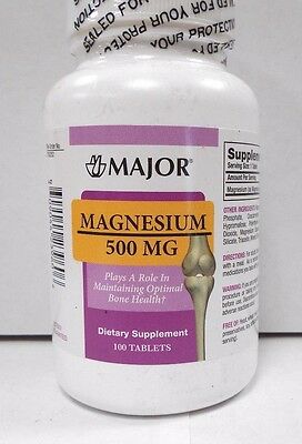 Major Magnesium 500mg 100ct Tablets -Expiration Date 02-2022
