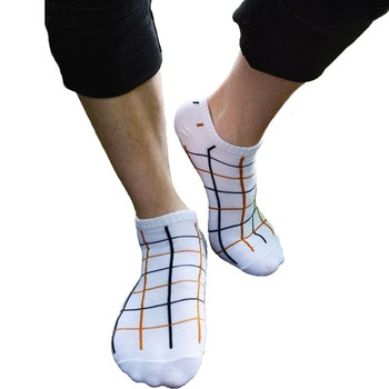 Men Lattice Socks Fashion Summer New Design Comfortable Stealth Thick Lines Short Socks Health Cotton Deodorant Men Casual Socks
