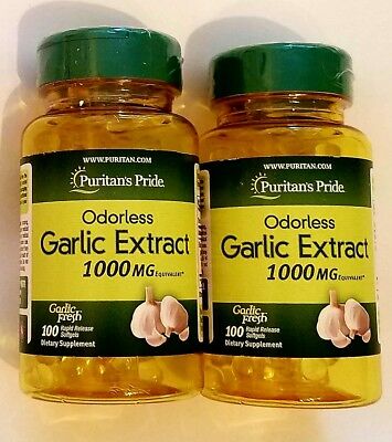 Odorless Garlic Fresh Extract 1000 mg Cholesterol Health 200 Antioxidant Pills