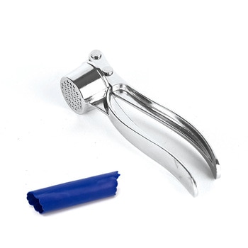 Strong Garlic Press and Peeler Set. Stainless Steel Mincer and Silicone Tube Roller