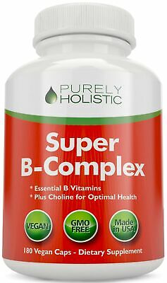 Vitamin B Complex - 8 Super B Vits 180 Capsules with Choline & Inositol US Made